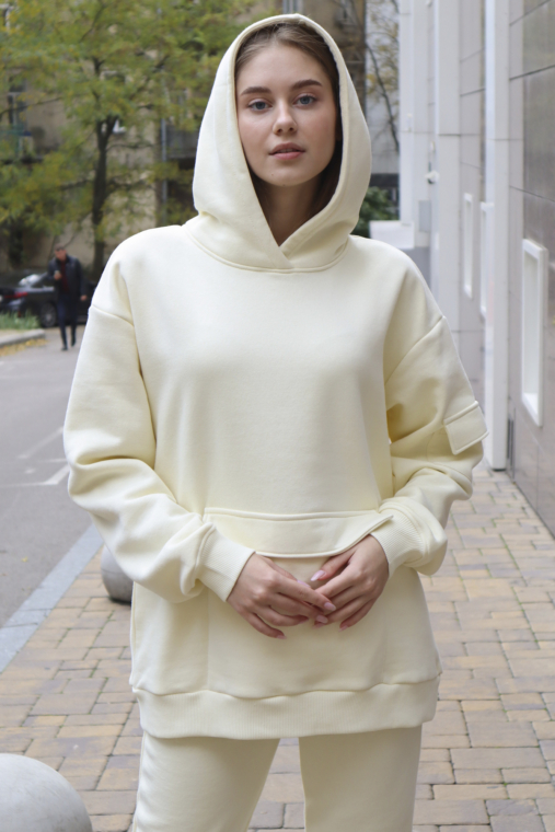 Молочний худі oversize силуету