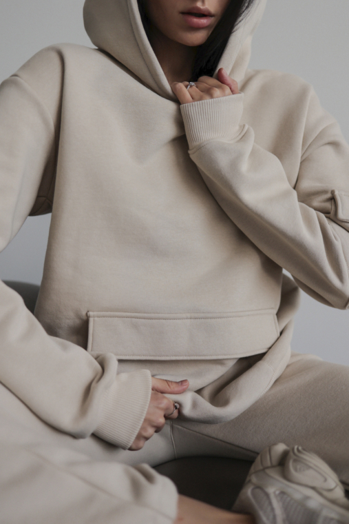 Бежевий худі oversize силуету